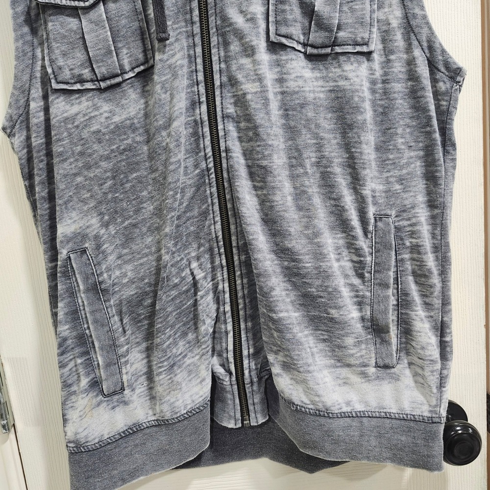 Retrofit Mens Gray Mineral Wash Sleeveless Full Zip Hoodie Vest Size Large - Picture 3 of 8